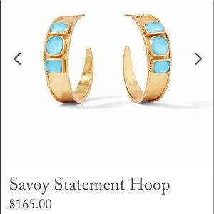 NWOT Julie Voss hoop earrings, gold plated with blue stones.